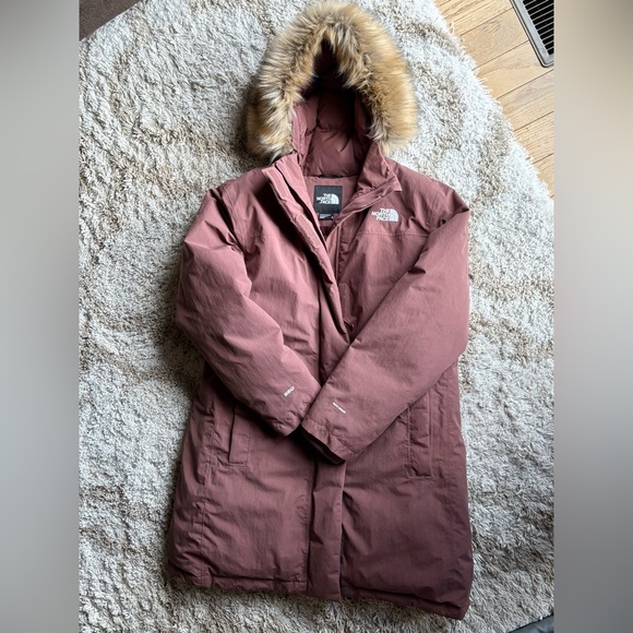The North Face Arctic Down Maroon Parka with Fur Trim - Picture 1 of 2